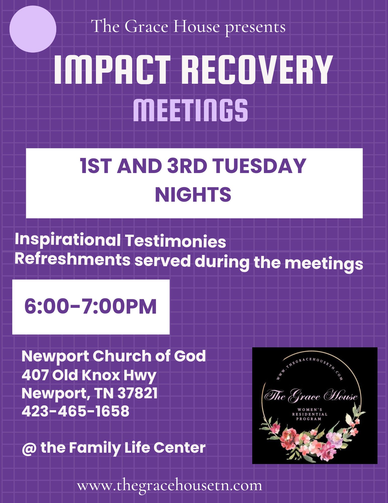 Impact Recovery Monthly Meeting Flyer